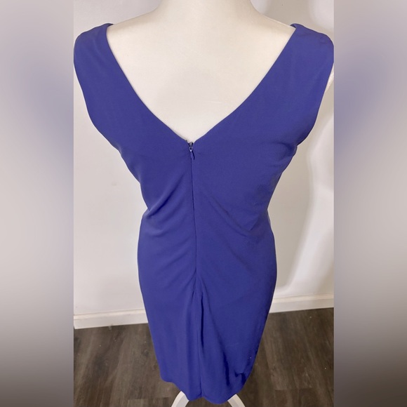 Calvin Klein V-neck Ruched Sexy Flattering Periwinkle Cocktail Party Dress 10P - Picture 8 of 11
